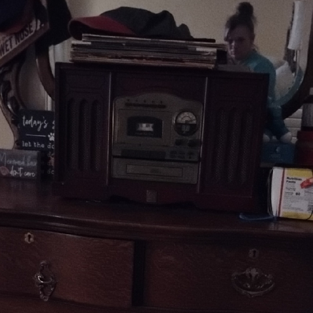 Source Unknown Brown Vinyl Record Player Retro Design